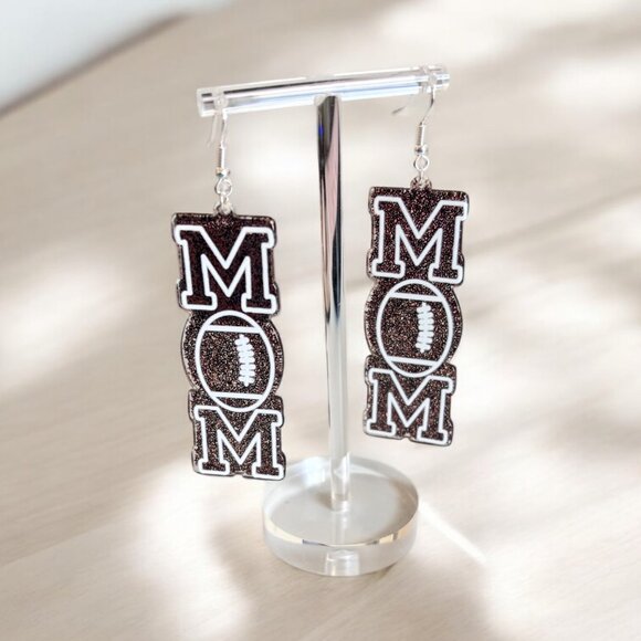 FOOTBALL MOM DANGLE EARRING - Picture 3 of 4